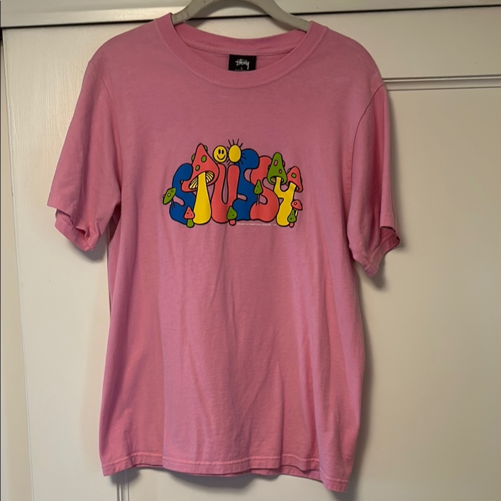 Pink Stussy Women’s Mushroom Tee T-Shirt, Small